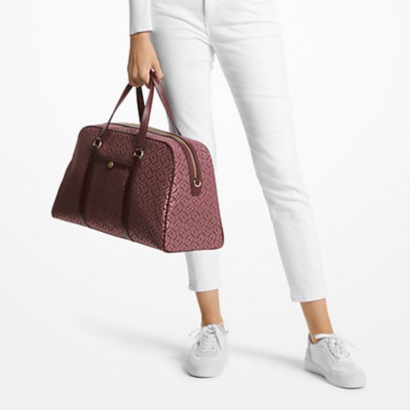 Michael Kors Jet Set Travel Extra-Large Metallic Logo Jacquard Weekender Bag - Picture 4 of 5